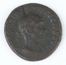 A Roman bronze dupondius of Trojan Decius, Roman 249AD, the reverse shows Victory advancing to the