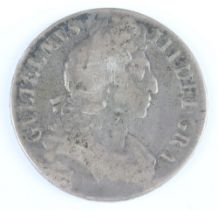 A Sterling silver crown of William III, 1695-6, Regnal year on edge is OCTAVO The date is