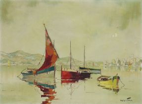 ** Doyly John ( Cecil Rochfort D'oyly John ) 1906-1993, oil on canvas signed, Continental harbour