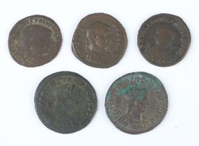 Roman Empire 285-340AD, bronze and billon coins of 5 emperors - Crispus, Constantinus,