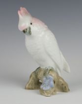 A Royal Dux figure of a Parakeet sitting on a branch 18cm