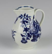 An 18th Century Dr Wall Worcester baluster jug decorated with butterflies and flowers 9cm The handle