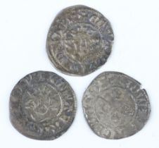 Three silver pennies from the reigns of Edward I (1272-1307) and Edward II (1307-1327) The coinage