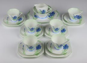 An Art Deco Shelley tea set number 19961 comprising 5 tea cups (2 a/f), 6 saucers, 6 small plates,