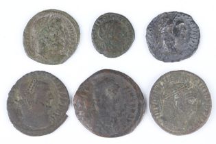 Roman Empire, a collection of 6 coins dated after 200AD including Constantine The Great