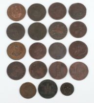 A collection of 19th Century copper half penny tokens