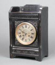 Japy Freres, a French 19th Century 8 day striking mantel clock with 11cm silvered dial, Roman