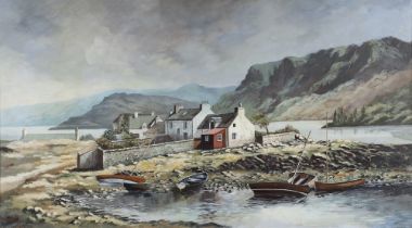 N Englefield, oil on canvas signed, inscribed on verso Plockton Loch Canon Western Ross Scotland