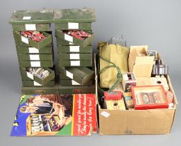 A mixed box of radio related items including 26 valve bases, valve boxes some with valves, an o/c