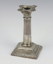 An Edwardian silver Corinthian column dwarf candlestick, Sheffield 1903, 15cm