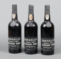 Three bottles of 1977 Fonseca's Finest Vintage Port