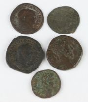 A group of brass or bronze Roman coins, infinitum