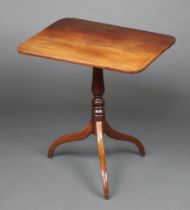 A 19th Century rectangular mahogany snap top breakfast table raised on pillar and tripod base 63cm h
