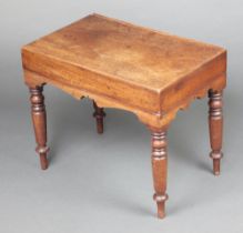 A Victorian rectangular mahogany bidet raised on turned supports now converted as a lamp table