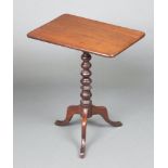 A 19th Century rectangular mahogany snap top wine table raised on pillar and tripod base 66cm h x