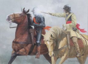 ** Graham Turner '01, watercolour signed and dated, soldiers on horseback 32cm x 44cm **Please