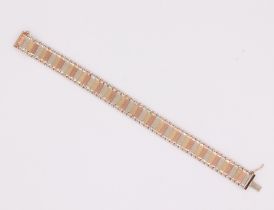 A 9ct 3 colour bracelet 18cm, 10.9 grams