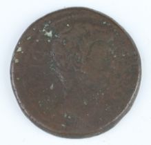 A brass sestertius of of Octavian struck during the final days of the Roman Republic, one side shows