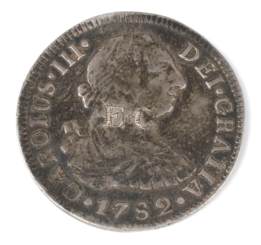 A Hispanic silver half Real 1782 Carlos III