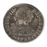 A Hispanic silver half Real 1782 Carlos III