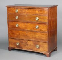 A Georgian mahogany secretaire chest, the secretaire drawer fitted with pigeon holes, drawers and