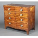 A 19th Century crossbanded mahogany chest of 2 short and 3 long drawers with brass drop handles,