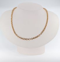 A yellow metal 9k belcher necklace 40cm, 4.9 gramsThere is a slightly flattened link to the middle