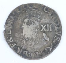 A silver shilling of Charles I, 1625-42, minted at the Tower, under the King's authority