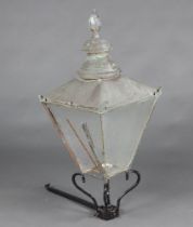 A 19th/20th Century copper and iron lamp housing with bracket 127cm h x 51cm w x 47cm d Door and
