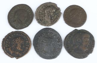 Roman Empire after 200AD a collection of 6 bronze Antonianus coins, 6 bronze coins, 7 bronze coins