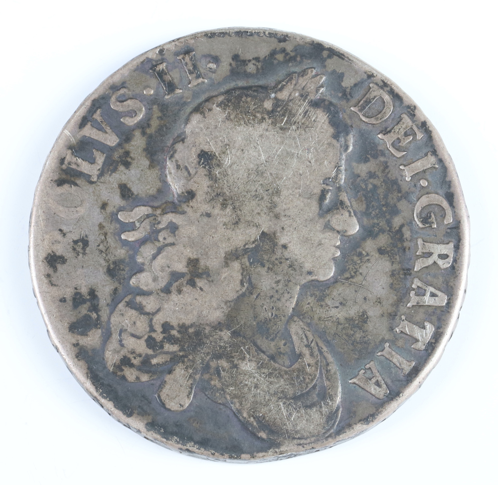 A silver crown of Charles II 1668, second bust, The regnal year (VICESIMO) is given on the edge in