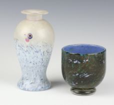 A Jonathan Harris Studio Glass oviform glass vase with millefiori decoration, Ironbridge 2005, 18cm,