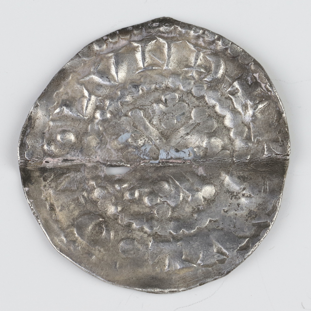 A silver short cross penny of Henry III 1216 to 1247 London Mint (coin bent and reflattened), - Image 2 of 10
