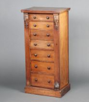 A Victorian bleached mahogany Wellington chest of 7 drawers, raised on a platform base 108cm h x