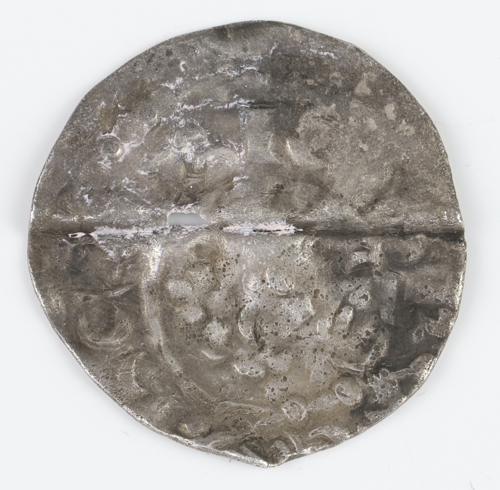 A silver short cross penny of Henry III 1216 to 1247 London Mint (coin bent and reflattened),