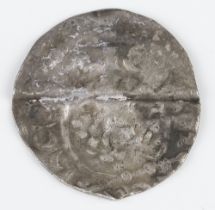 A silver short cross penny of Henry III 1216 to 1247 London Mint (coin bent and reflattened),