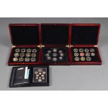 Two cased sets of gilt commemorative crowns and minor coins etc