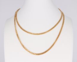A 9ct yellow gold flat link necklace 76cm, 26.3 grams