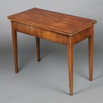A 19th Century rectangular mahogany card table raised on square tapered supports 73cm h x 91cm w x