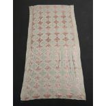A cream and floral embroidered rectangular shawl/panel 244cm x 104cm