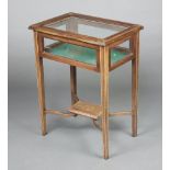 An Edwardian inlaid and crossbanded bleached mahogany rectangular bijouterie table with hinged lid