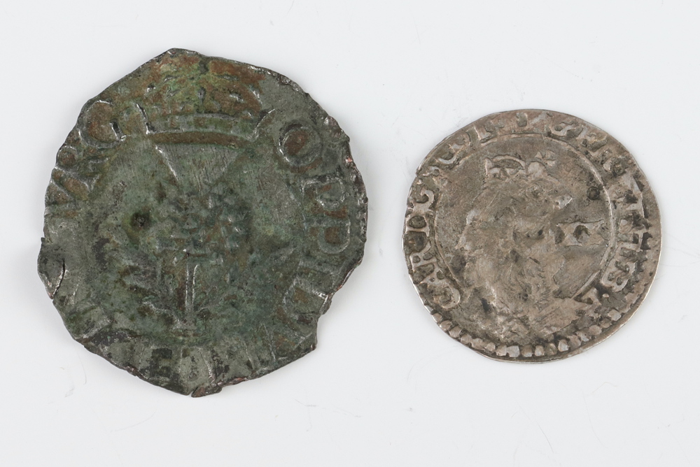 A silver sixpence of Queen Elizabeth I, third/fourth issue, dated 1566, two Scottish hammered silver - Image 3 of 6