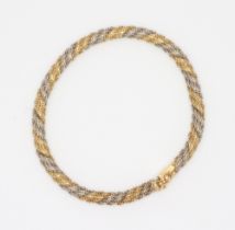 A yellow and white metal 750 mesh bracelet 17.4 grams, 18cm