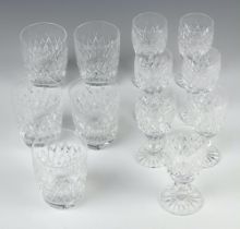 Seven Waterford Crystal sherry glasses 11cm together with 5 tumblers 9cm