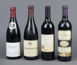 A 2005 bottle of Chateauneuf-du-Pape red wine, 1998 bottle of Maison Louis Latour Cotes du Rhone,