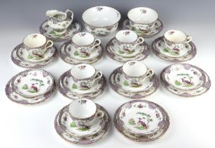 A Copeland Spode part tea set comprising 7 tea cups, 10 saucers, 12 small plates, milk jug, bowl and