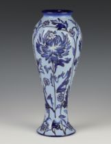 A modern Moorcroft Florian ware style oviform vase Blue Chrysanthemum, impressed marks dated 2003