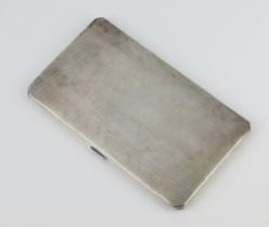 A silver engined turned cigarette case Birmingham 1946, 216 grams, 14cm