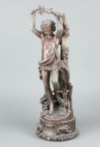 A 19th Century Continental spelter figure of a standing man - Zephyre 52cm h x 16cm Damage to the