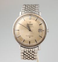 A gentleman's vintage steel cased Omega automatic constellation calendar wristwatch contained in a
